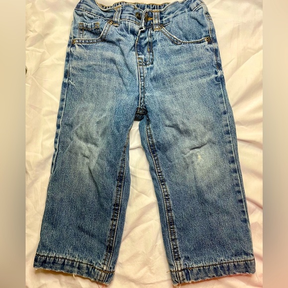 Fleece Lined Healthtex 24 Month Red Blue Jeans PRELOVED Wear shown in photos - Picture 2 of 13